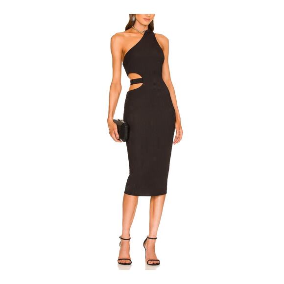 Michael Costello 'Scout' Black Polyester Midi Dress Size XXS - Picture 1 of 5